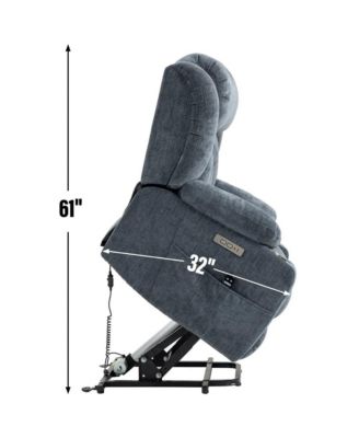 Power Lift Recliner with Heat & Massage, Electric Chenille Chair with USB Port, Cup Holders & Heavy-Duty 350 LBS Support-Maison Boucle