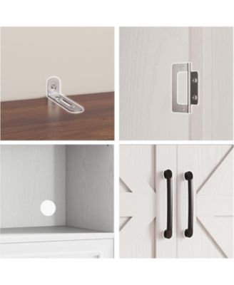 Farmhouse Kitchen Pantry Cabinet with Microwave Stand, Drawers, White