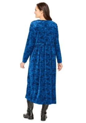 Plus Size 21-Button Velour Dress