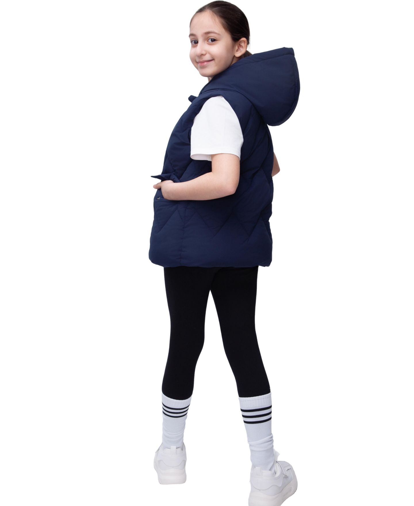 Жилет Rokka&Rolla Midweight Puffer для девочек, цвет: Тёмно-синий — фото 5