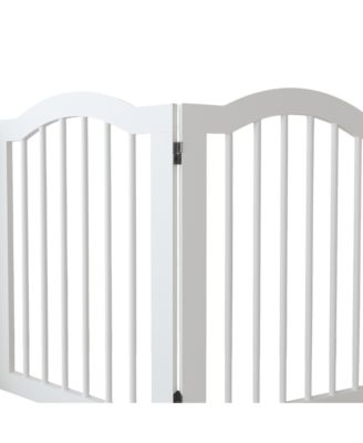 27.6" Height Tall Freestanding Pet Gate 4 Panels Foldable Dog Gate Solid Wood Folding Safety Fence Wooden Dog Gate