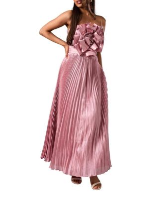 Women's Metallic Pleated Corsage Dress