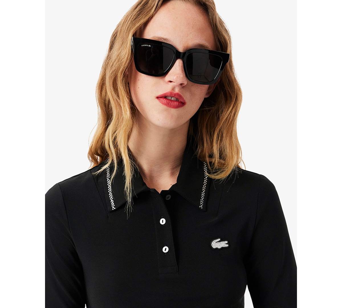 Lacoste Usa Women's Slim Fit Polo Shirt In Black