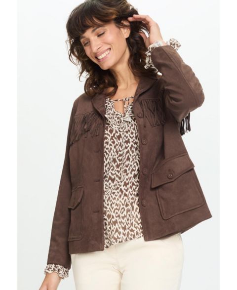 Женские куртки Olsen Faux Suede Fringe Jacket