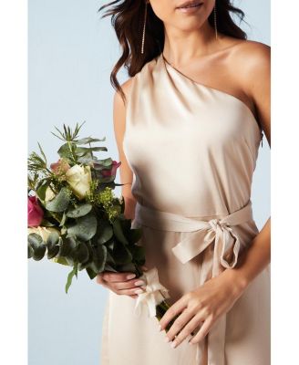 Women's One Shoulder Satin Maxi Bridesmaid Dress