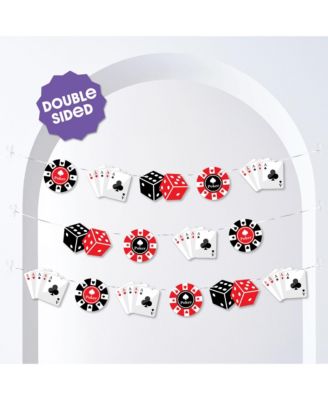 Las Vegas Garland Banner, 30 Feet of Cord, 15 Double-Sided Casino Themed