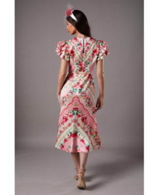 Women's Lisa Printed Ruffle Hem Midi Dress