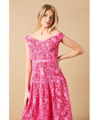 Women's Floral Lace Off The Shoulder Midi Dress