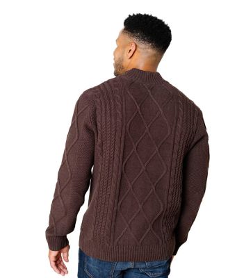 Men's Organic Mock Neck Cable Sweater
