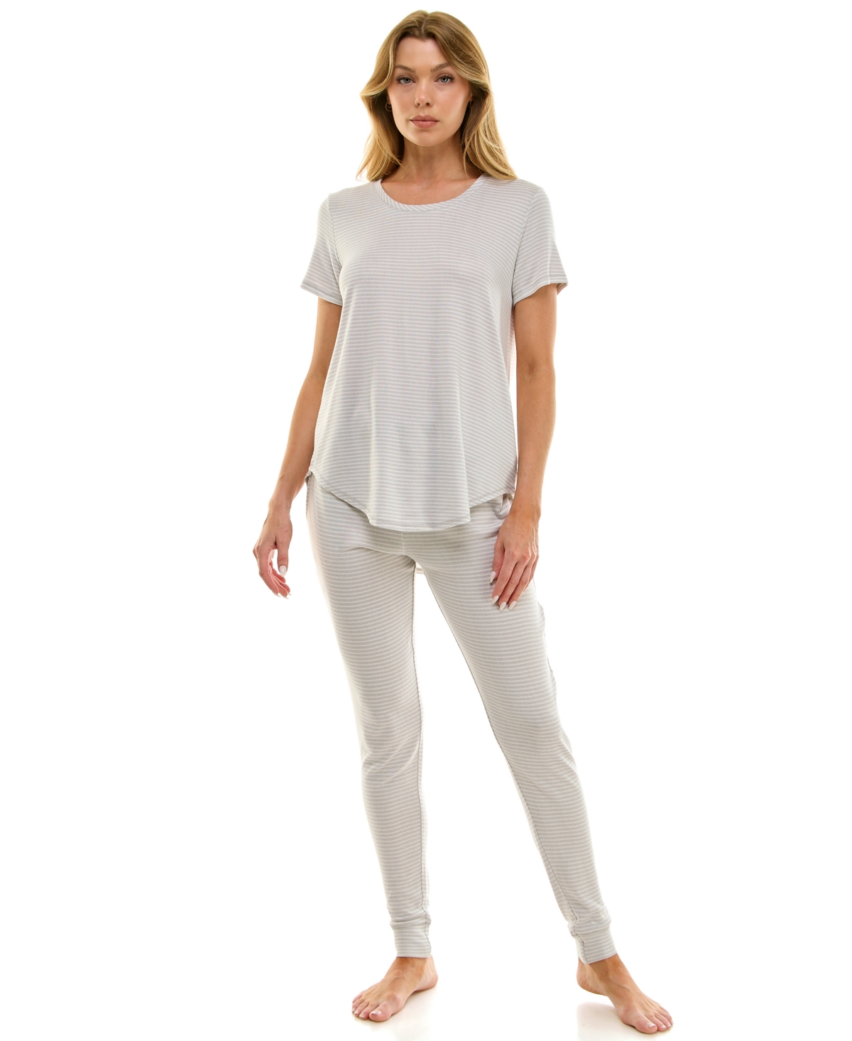 Roudelain Scoop Neck T-shirt & Jogger Pants Pajama Set In Gray
