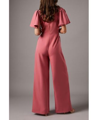 Women's Flutter Sleeve Plunge Jumpsuit