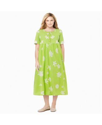 Plus Size Stamped Empire Waist Dress