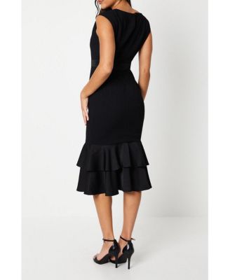 Women's Satin Back Crepe Dress With Peplum