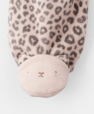 Baby Girls Leopard Print Long Sleeves Sleep and Play Pajamas