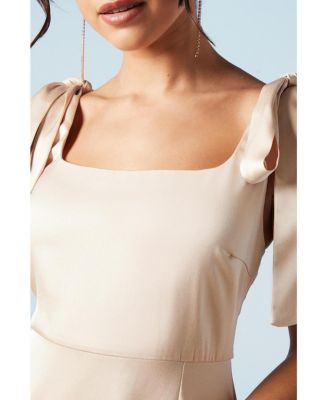 Women's Satin Midi Bridesmaid Dress