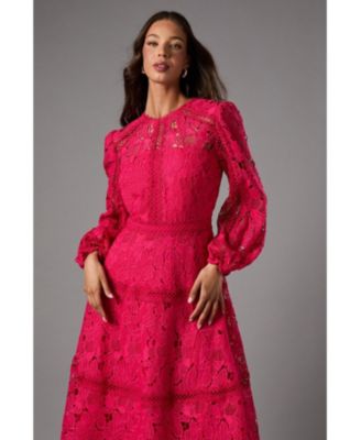 Women's Lace Panelled Long Sleeve Dress