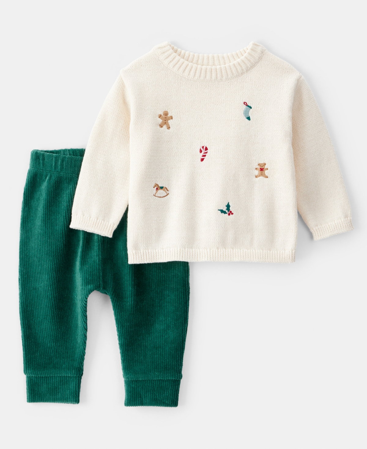 Carter's Baby Boys Printed Sweater and Pants, 2-Piece Set