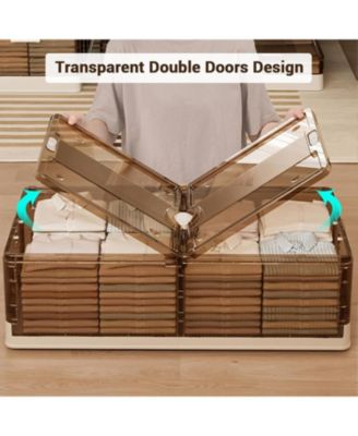 2PCS Plastic Under the Bed Storage Bins, Dustproof + Damp-Proof Under the Bed Storage, Under Crib Storage with 6 Pre-Installed Wheels, for Clothes Shoes Quilts, Space-Save for Bedroom