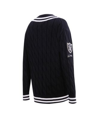 Women's Black Las Vegas Raiders Prep V-Neck Pullover Sweater