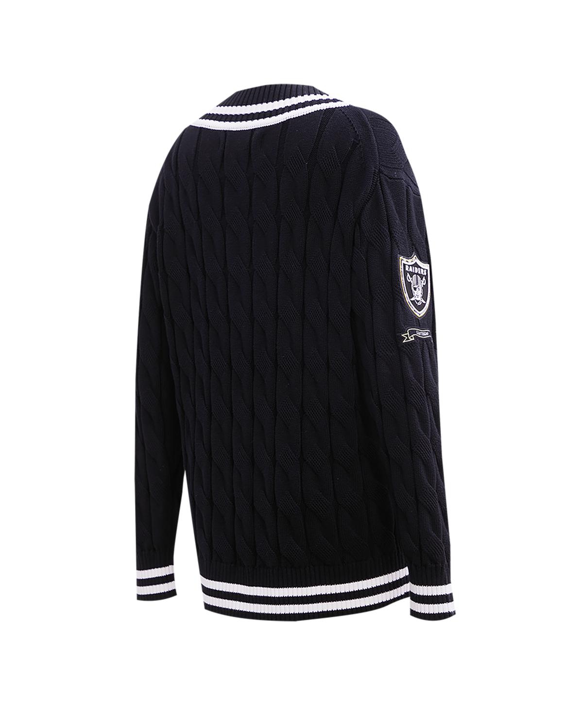 Pro Standard Women's Black Las Vegas Raiders Prep V-neck Pullover Sweater In Black