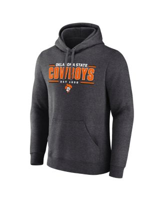 Men's Heather Charcoal Oklahoma State Cowboys Horizontal Block Fleece Pullover Hoodie