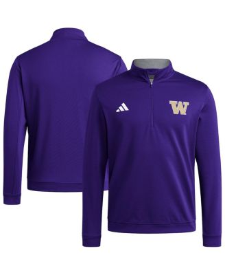 adidas - Men's Purple Washington Huskies Elevated Tri-Blend Quarter-Zip Pullover