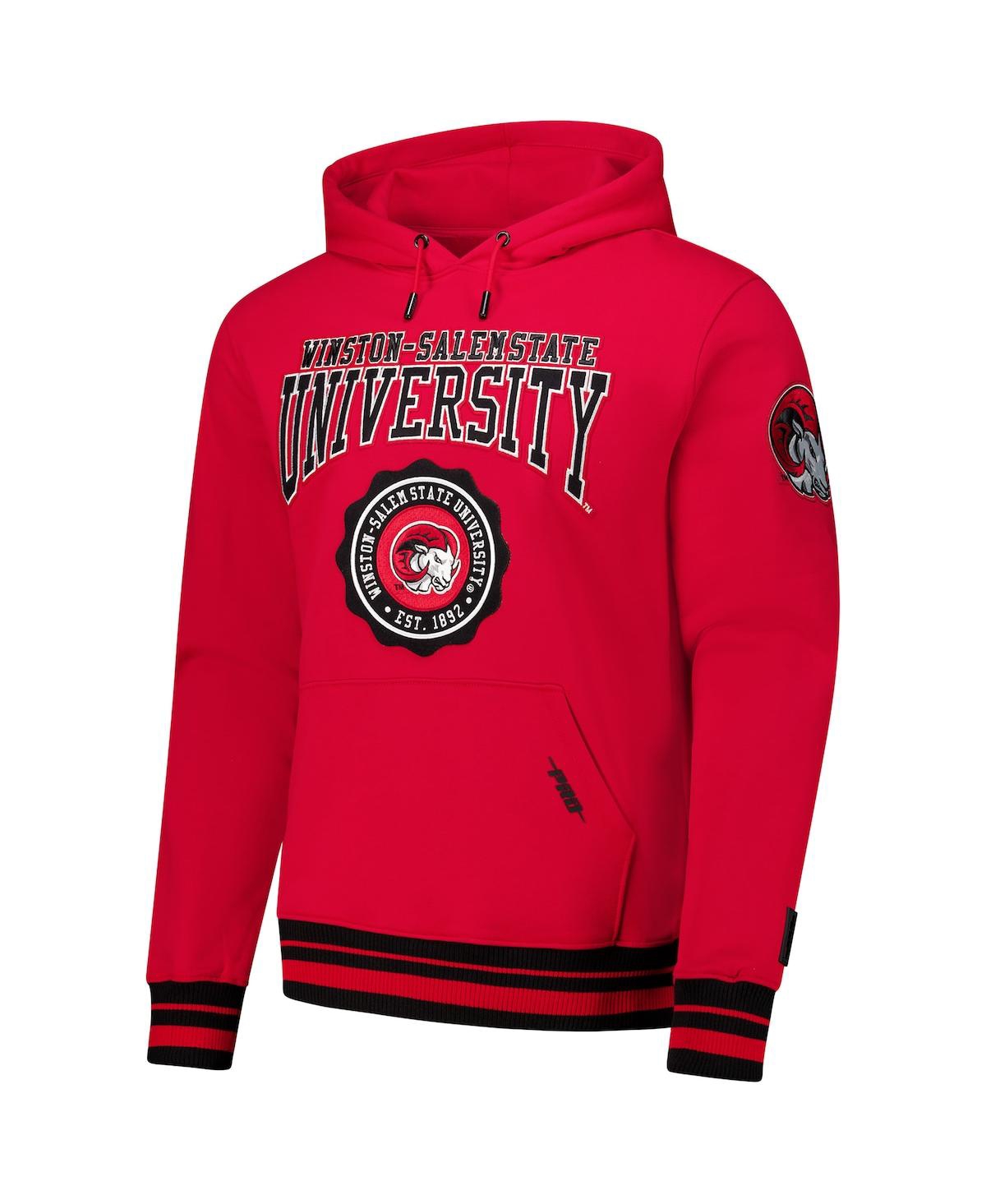 Pro Standard Men's Red Winston-salem State Rams Crest Pullover Hoodie In Multi