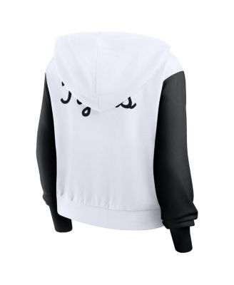 Women's White LSU Tigers Cropped Beyond Capability Color Block Script Full-Zip Hoodie