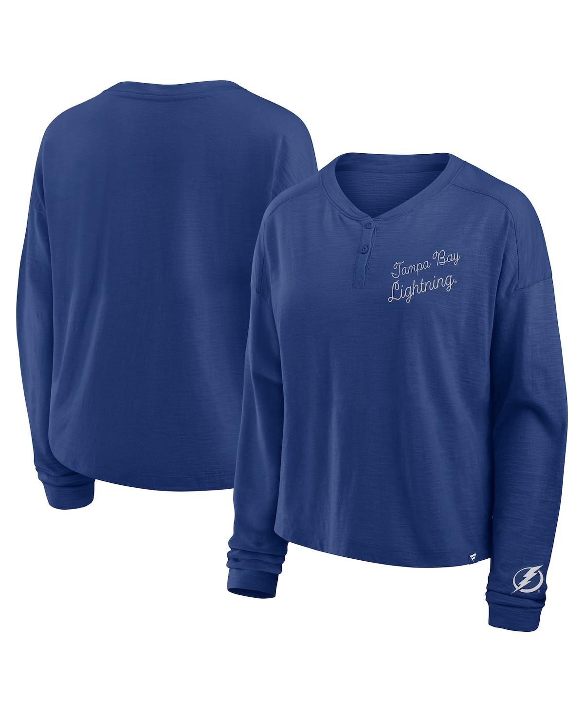 Fanatics Women's Blue Tampa Bay Lightning Oversized All Out Effort Long Sleeve Henley T-shirt In Blue