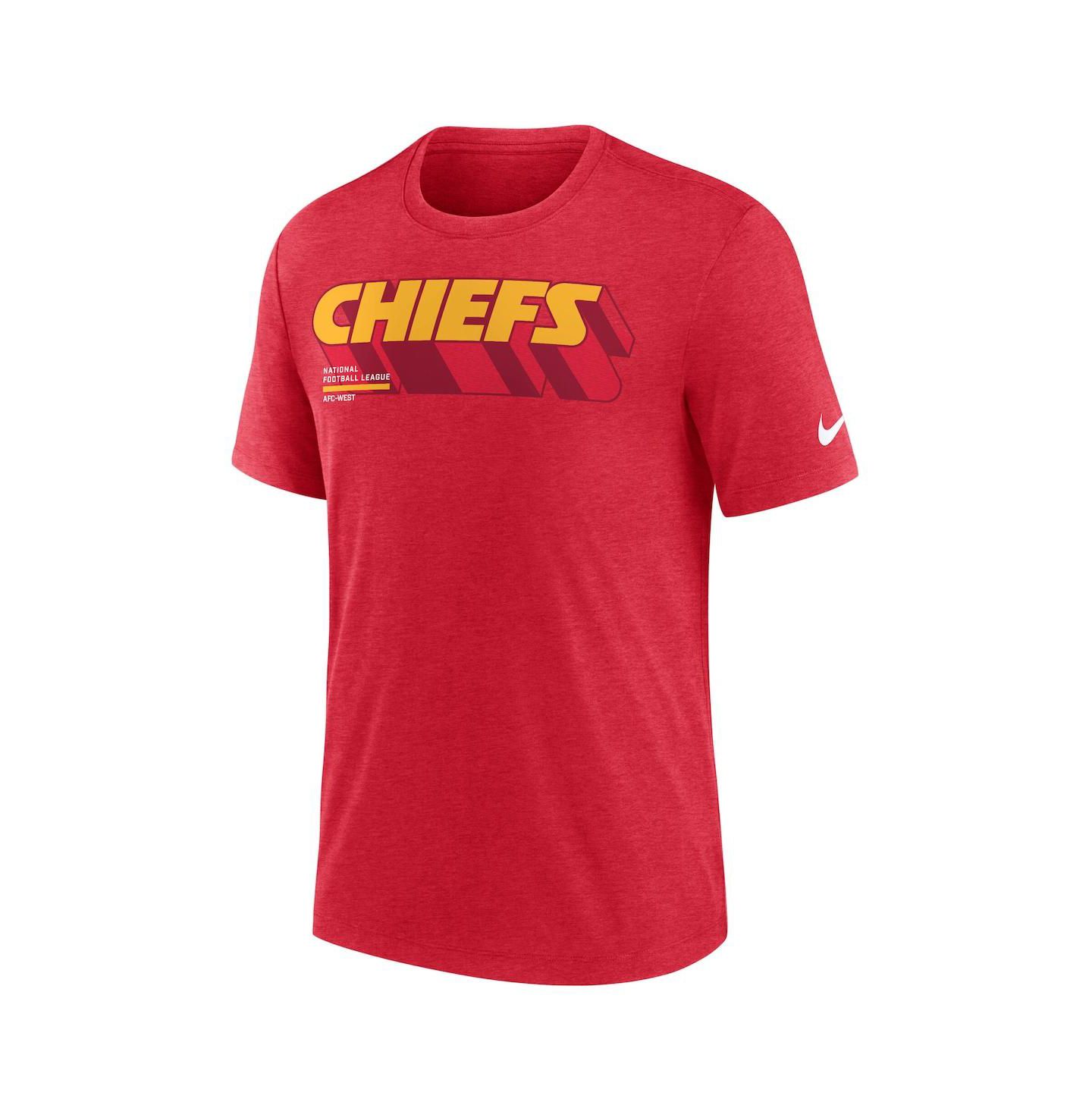 Мужская футболка Nike Heather Red Kansas City Chiefs Long Pass Tri-Blend — фото 2