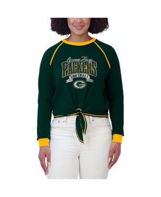 Women's Green/Gold Green Bay Packers Tie-Front Long Sleeve Top