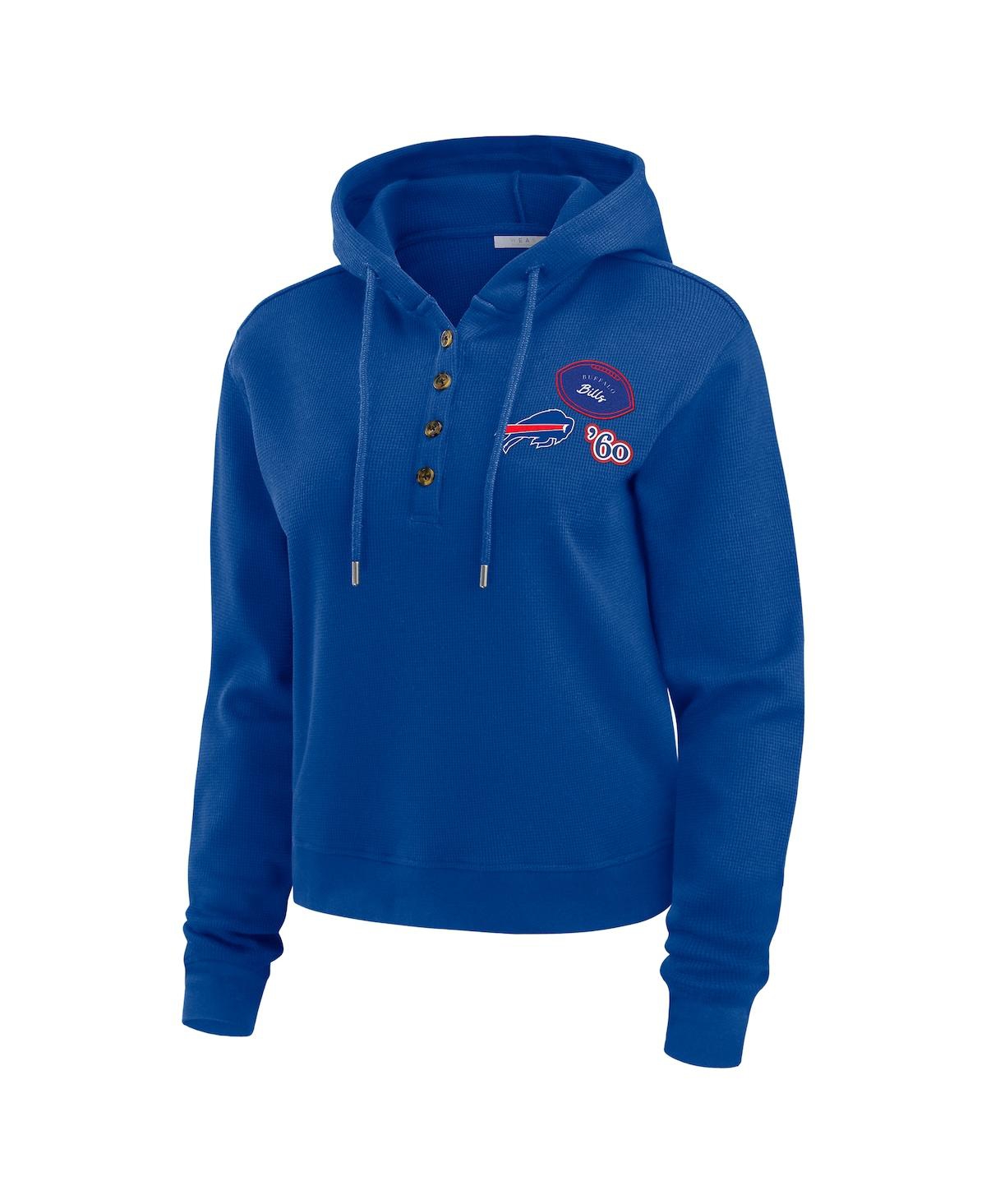 Wear By Erin Andrews Women's Royal Buffalo Bills Waffle Hoodie Pullover Top In Blue