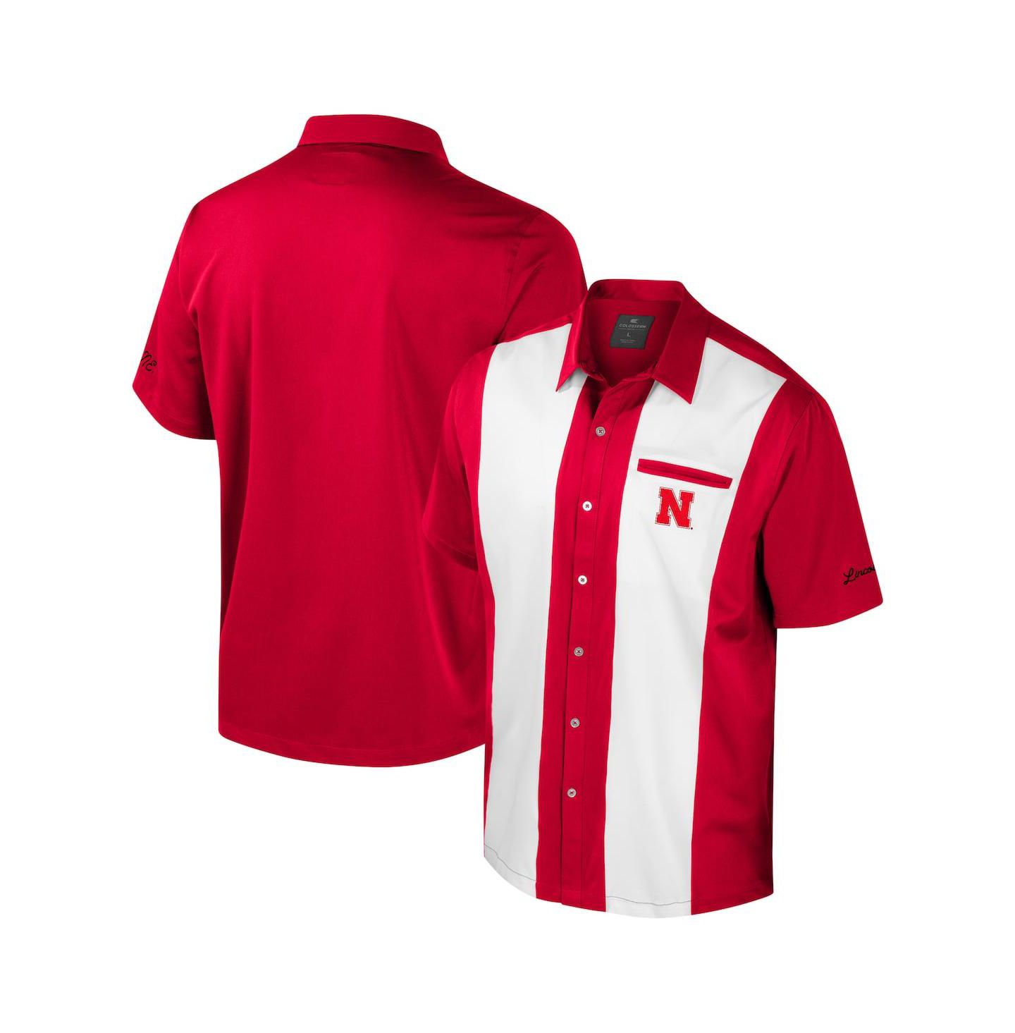 Мужская рубашка Colosseum Scarlet Nebraska Huskers Strike Bowling Button-Up — фото 1