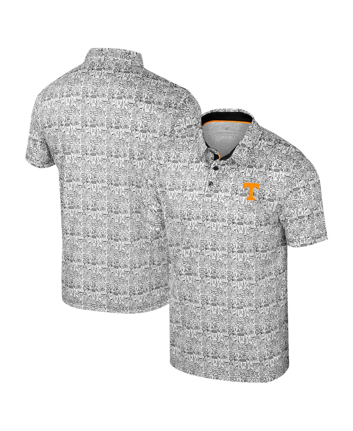 Colosseum Men's White Purdue Boilermakers It's Time Allover Print Polo Shirt In Gray