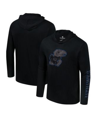 Colosseum - Men's Black Kansas Jayhawks Color Pop Active Blend 2-Hit Long Sleeve Hooded T-Shirt