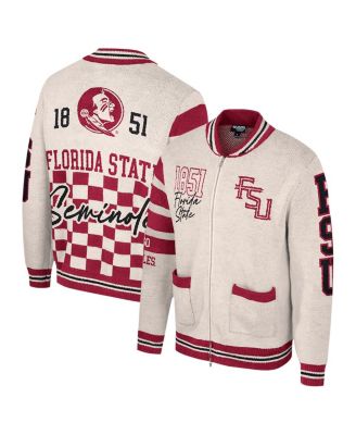 Colosseum - Women's Cream Florida State Seminoles Jacquard Full-Zip Sweater