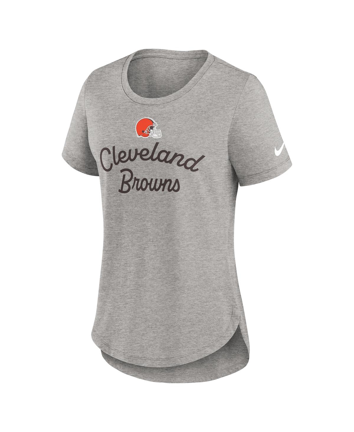 Fanatics Nike Women's Gray Cleveland Browns Script Tri-blend T-shirt In Gray