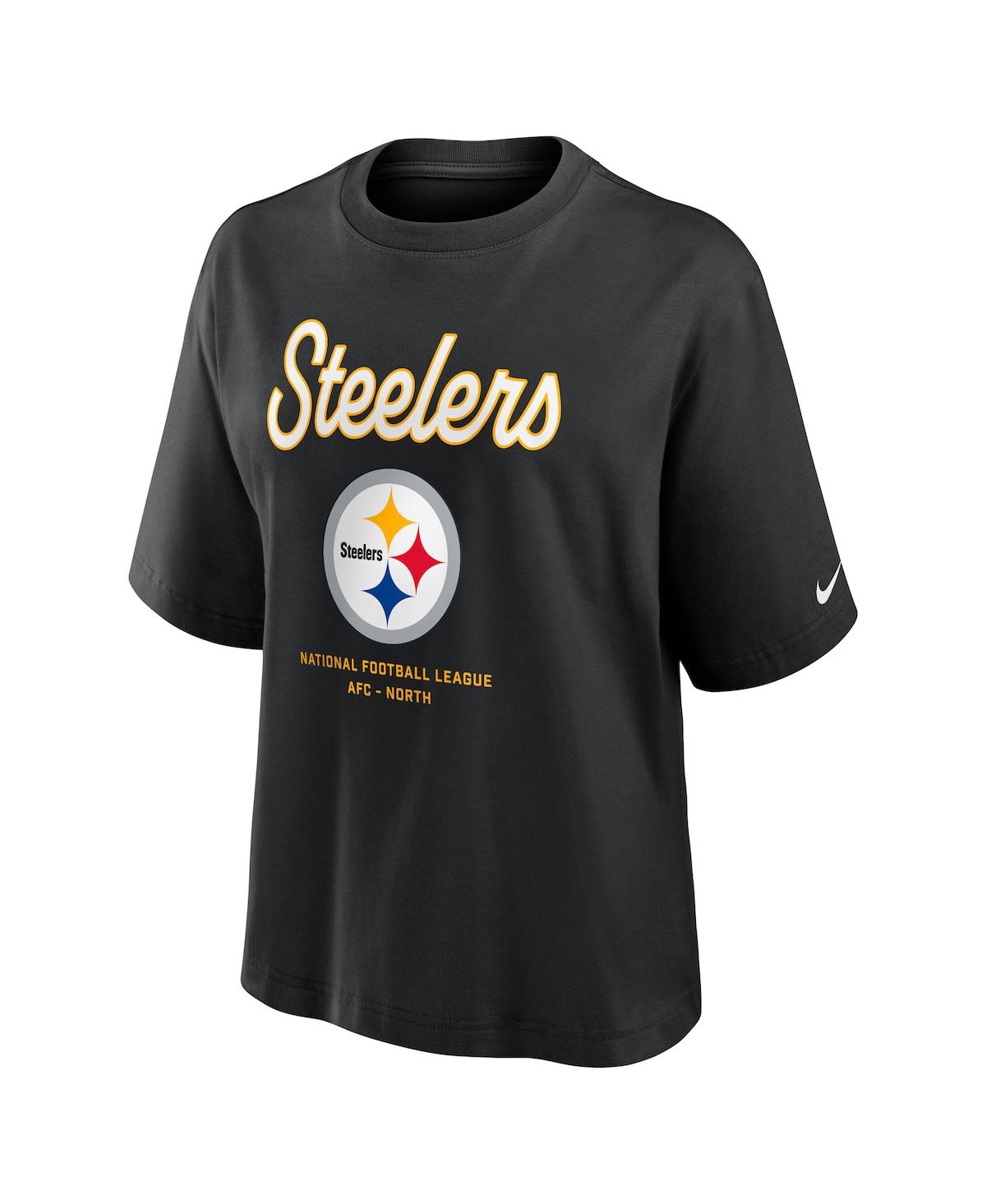 Nike Pittsburgh Steelers Essential Script Boxy  Women's Nfl T-shirt In Black