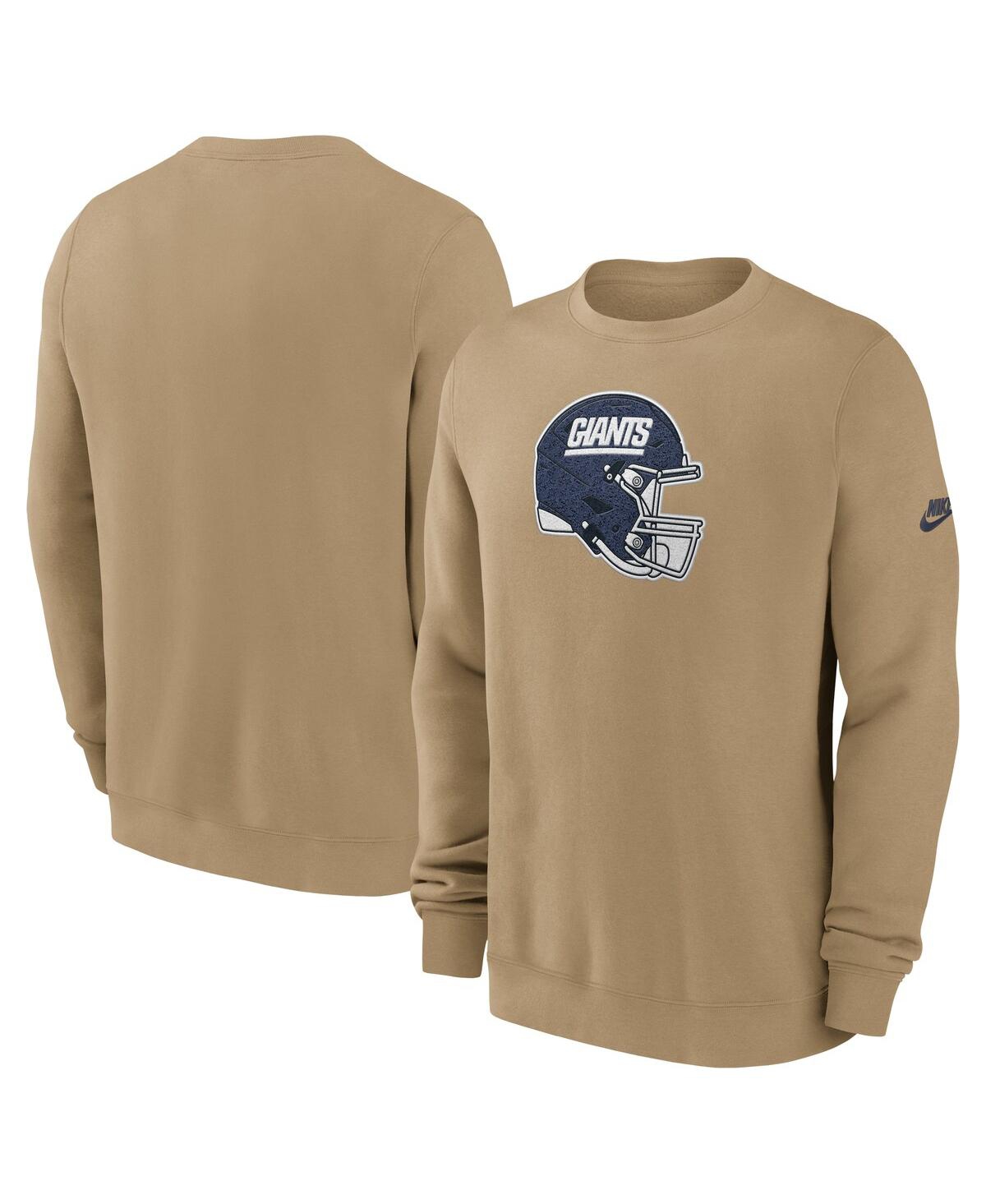 Nike Tan New York Giants Swing Pass Rewind Club Pullover Sweatshirt In Brown