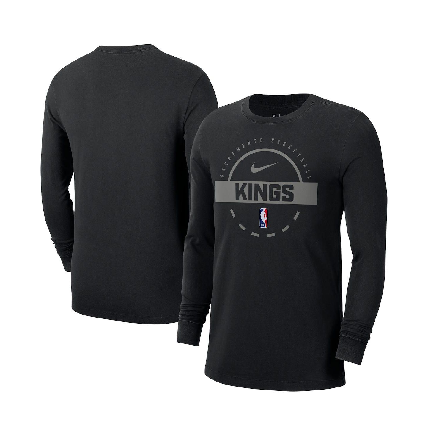 Мужская футболка Nike Black Sacramento Kings Authentic Long Sleeve Practice — фото 1