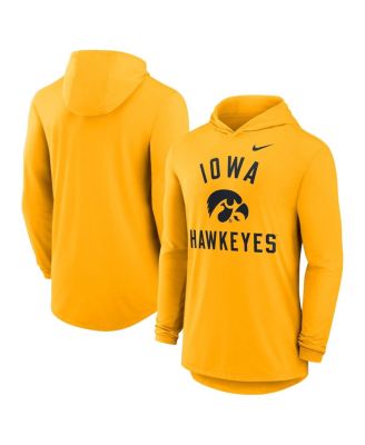 Nike - Men's Gold Iowa Hawkeyes Classic Arch Tri-Blend Performance Long Sleeve Hoodie T-shirt