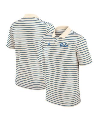 Jordan - Men's Tan/Blue UCLA Bruins Striped Primary Logo Performance polo shirt