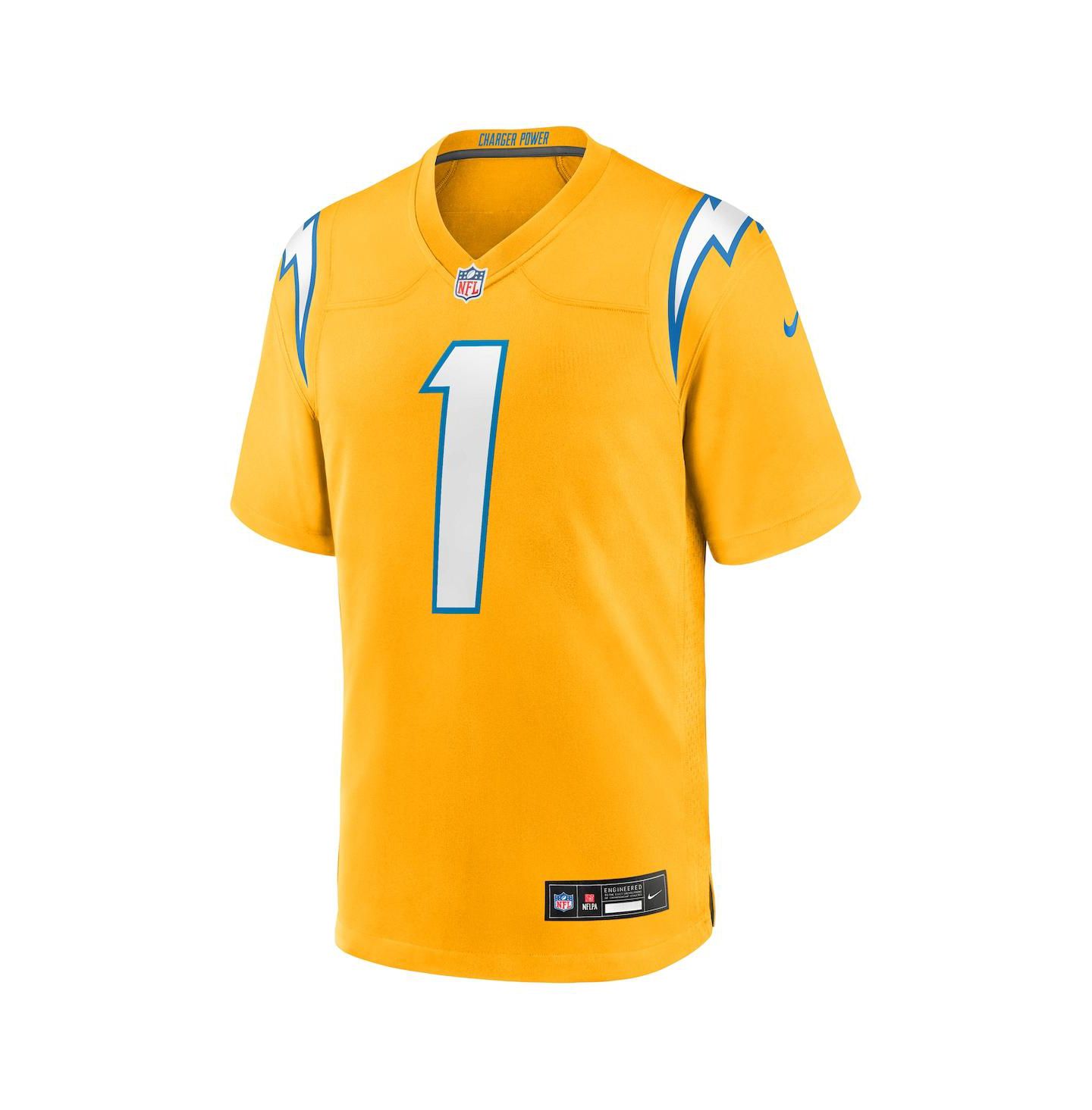 Мужской топ Nike Quentin Johnston Gold Los Angeles Chargers Alternate Charger Power Game Player Jersey — фото 2