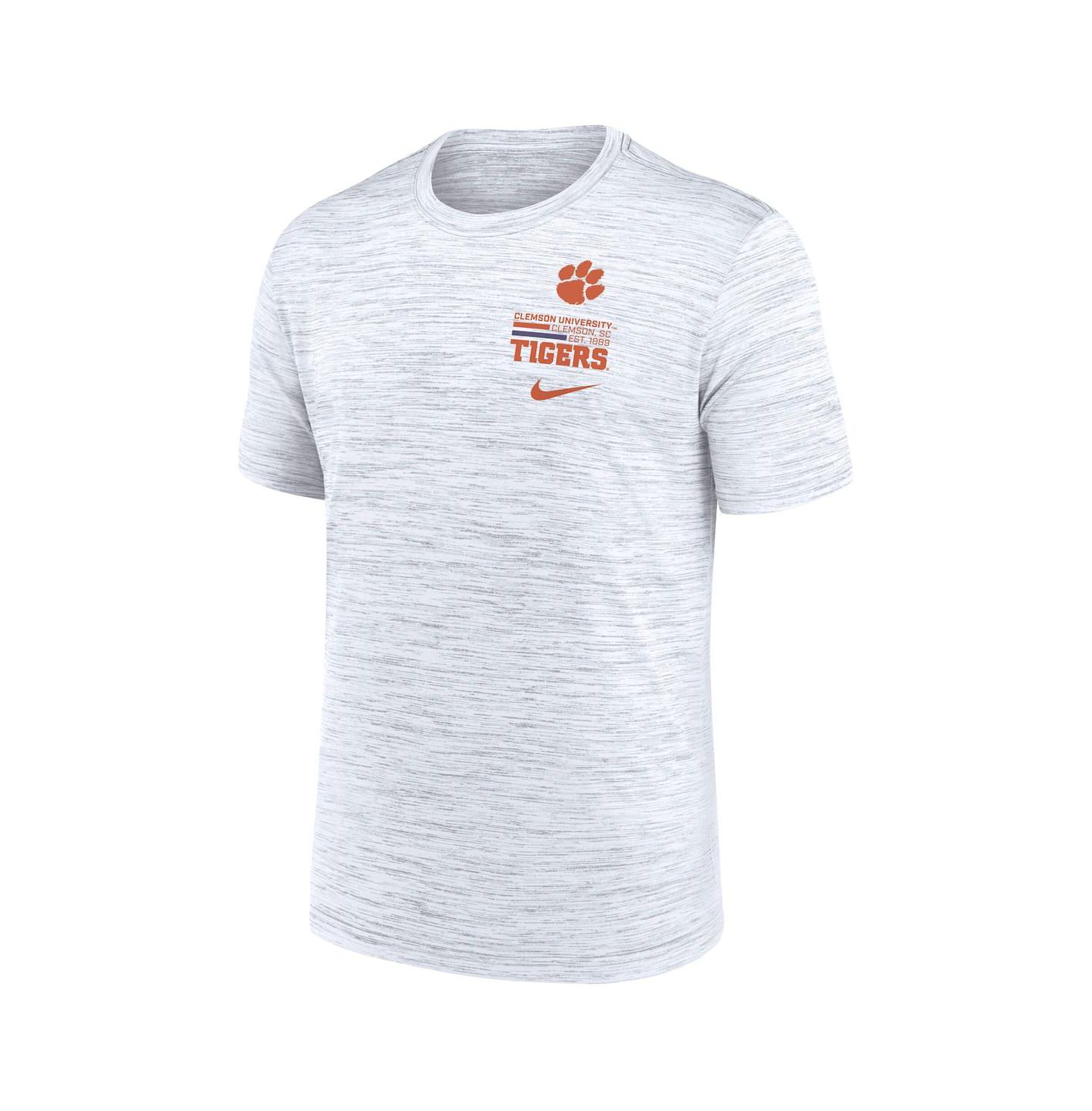 Мужская футболка Nike White Clemson Tigers Velocity Stacked Performance — фото 2