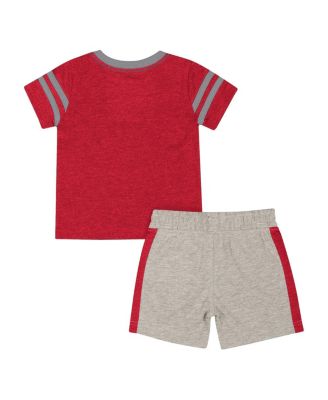 Baby Boys and Girls&nbsp;2-Piece Heather Scarlet Ohio State Buckeyes T-Shirt and Shorts Set