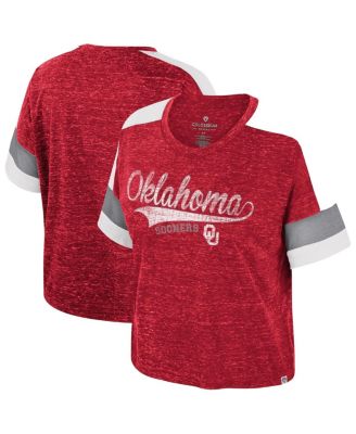 Colosseum - Women's Crimson Oklahoma Sooners Color Block Scoop Neck T-shirt