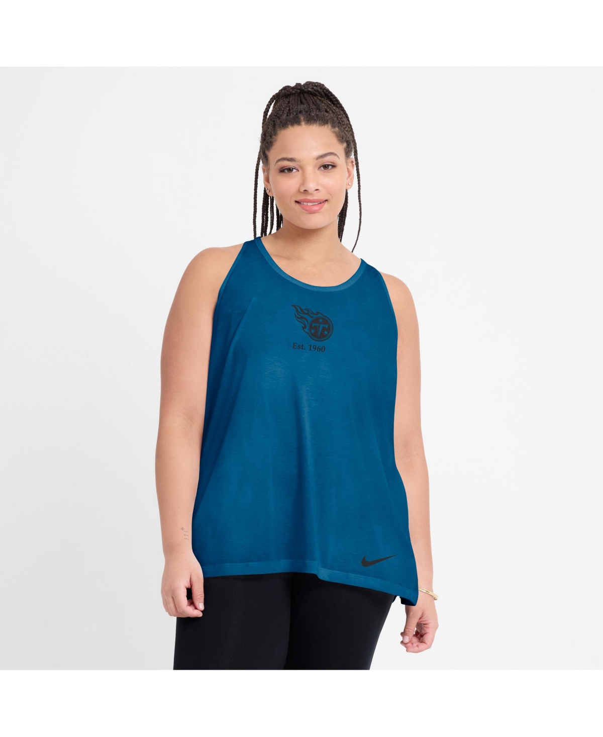 Nike Women's Navy Tennessee Titans Glory Crisscross Performance Tank Top In Blue