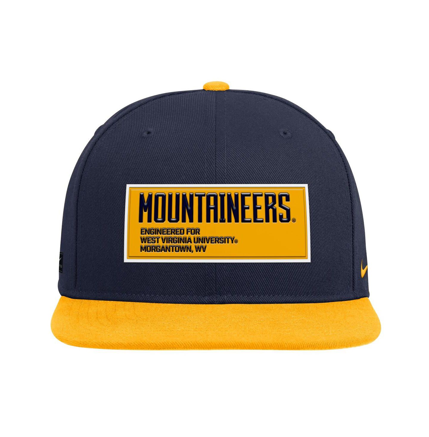 Мужская кепка Nike Navy/Gold West Virginia Mountaineers 2025 On-Field Patch Pro Dri-FIT Snapback Hat — фото 2
