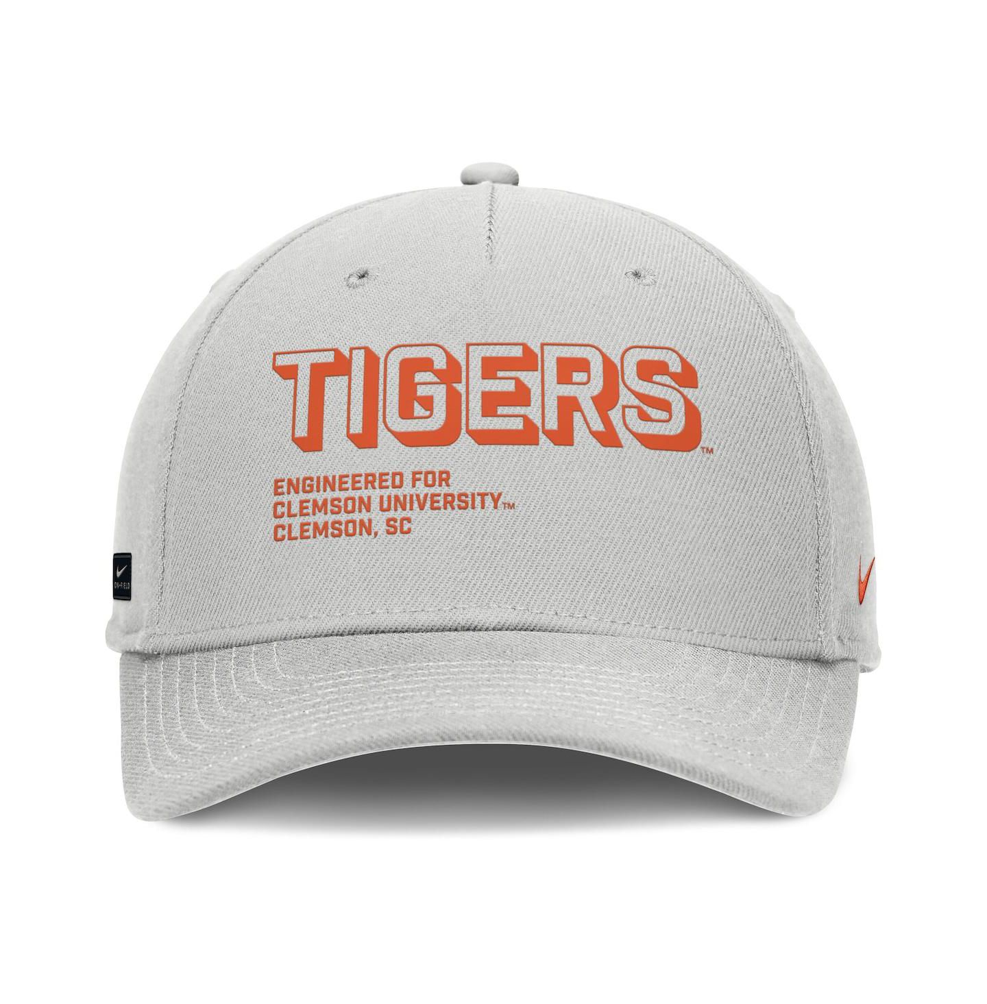 Мужская кепка Nike Gray Clemson Tigers 2025 Sideline Dust Pinched Rise Adjustable Hat — фото 2