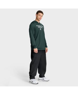 Men's Green Michigan State Spartans 2025 Sideline Performance Long Sleeve Hoodie T-Shirt
